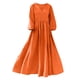 thumbnail image 5 of Mujeres Vestido Casual Suelto Y Casual Tres Cuartos de Mangas Cuello en V Vestido de Lino Mujeres, 5 of 7