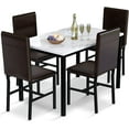 thumbnail image 6 of Baxluxe Modern Dining Table 5 Piece Set, Faux Marble Dining Table and PU Leather Dining Chairs for Breakfast Corner, Kitchen, Dining Room, 6 of 14