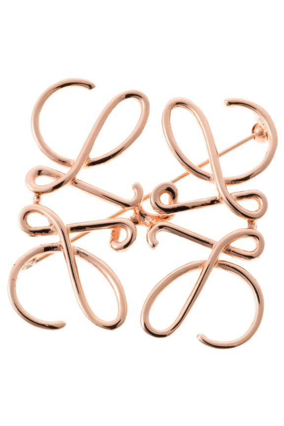 Pre-Owned Loewe Anagram Brooch, 111.27.027, Metal, Rose Gold