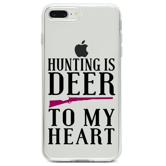 DistinctInk Clear Shockproof Hybrid Case for iPhone 7 PLUS / 8 PLUS (5.5" Screen) TPU Bumper Acrylic Back Tempered Glass Screen Protector - Hunting is DEER to My Heart