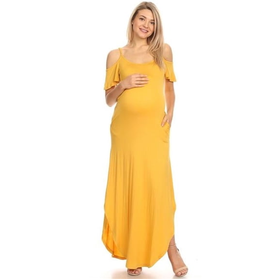 MTRPS3101-09-2XL Maternity Reta Maxi Dress, Mustard - 2XL