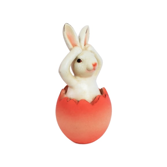 Solar Powered Outdoor Lawn Light Resin Orange Eggshell Bunny 1 Piece Stake Landscape Decoration for Garden Patio Yard Easter Holiday Outdoor Decor