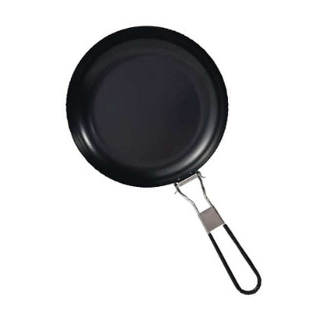 Wosthever Sartén para asar con mango plegable, Mini utensilios de cocina ligeros antiadherentes para acampar, herramientas antideslizantes para Kits de desorden para acampar Manija única/S Wosthever OD028217-01