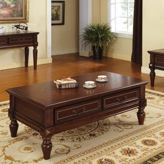 Steve Silver Davina Rectangle Cherry Wood Coffee Table - Walmart.com