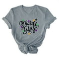 thumbnail image 4 of Aloohaidyvio Mardi Gras Shirts Plus Size,Womens Mardi Gras Mask Glitter Print Round Neck Short Sleeve Loose Tops,Mardi Gras Clothing Women, 4 of 5