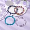 thumbnail image 2 of 4Pcs Constellation 8mm Round Natural White Jade & Blue Spot Jasper Synthetic Quartz Crystal & Turquoise Beaded Stretch Bracelets for Women Aquarius Inner Diameter: 2-1/4 inch(5.8cm), 2 of 5