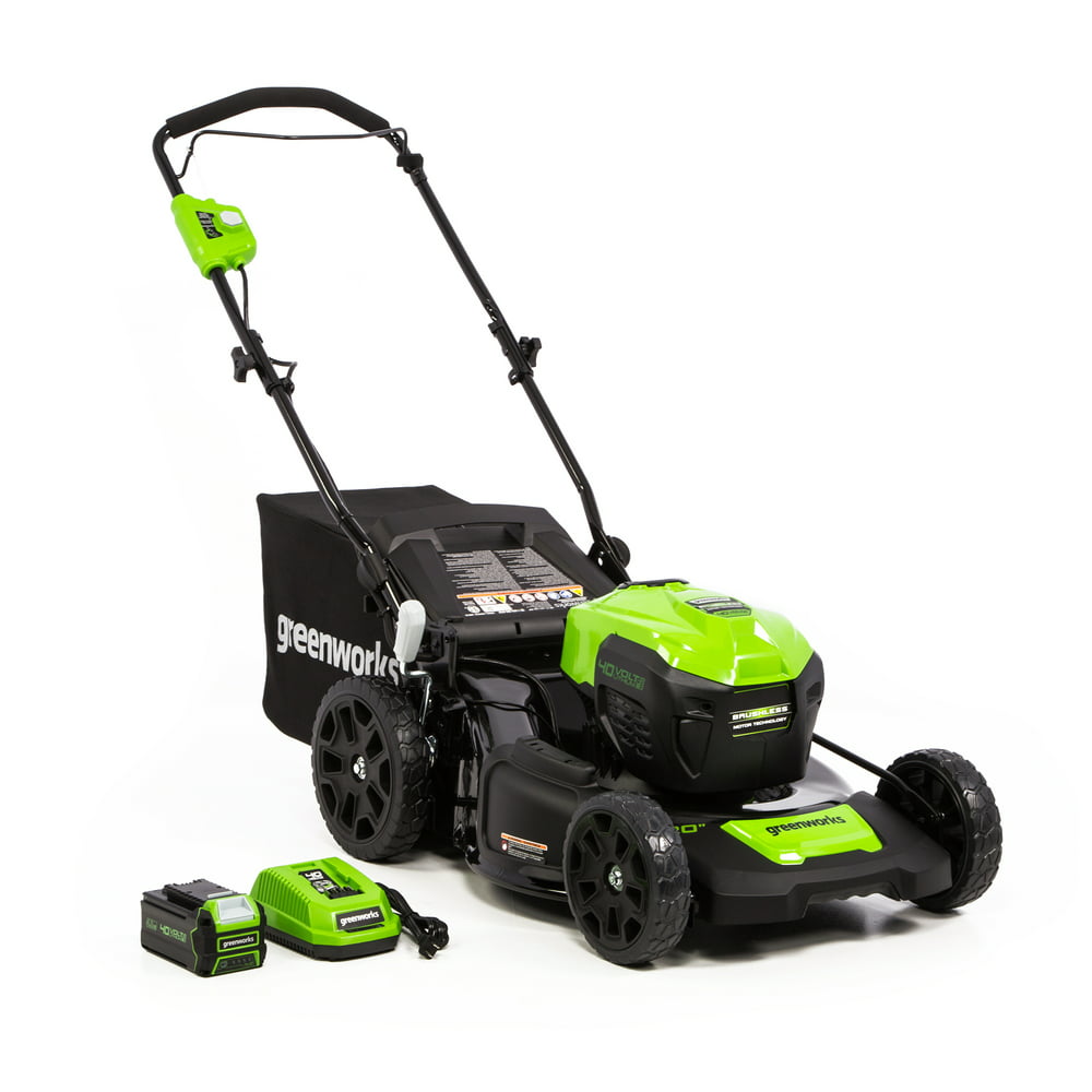 Greenworks 20-Inch 40V Push Mower 4Ah Battery and Quick Charger .