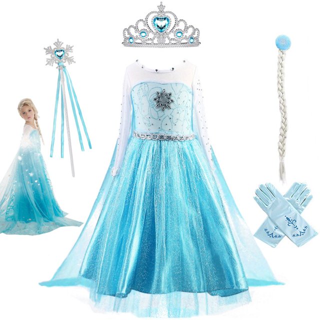 Vestidos de princesa para niña, disfraz de Elsa, corpiño de cristal sintético ostentoso, vestido de fiesta de Elsa, Cosplay de reina de la nieve Fivean unisex