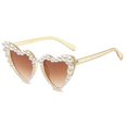 thumbnail image 2 of OJSFQUFP Heart Shape Sunglasses Love Heart Pearl Sunglasses for Women White Glasses Party Bride Sunglasses, 2 of 5