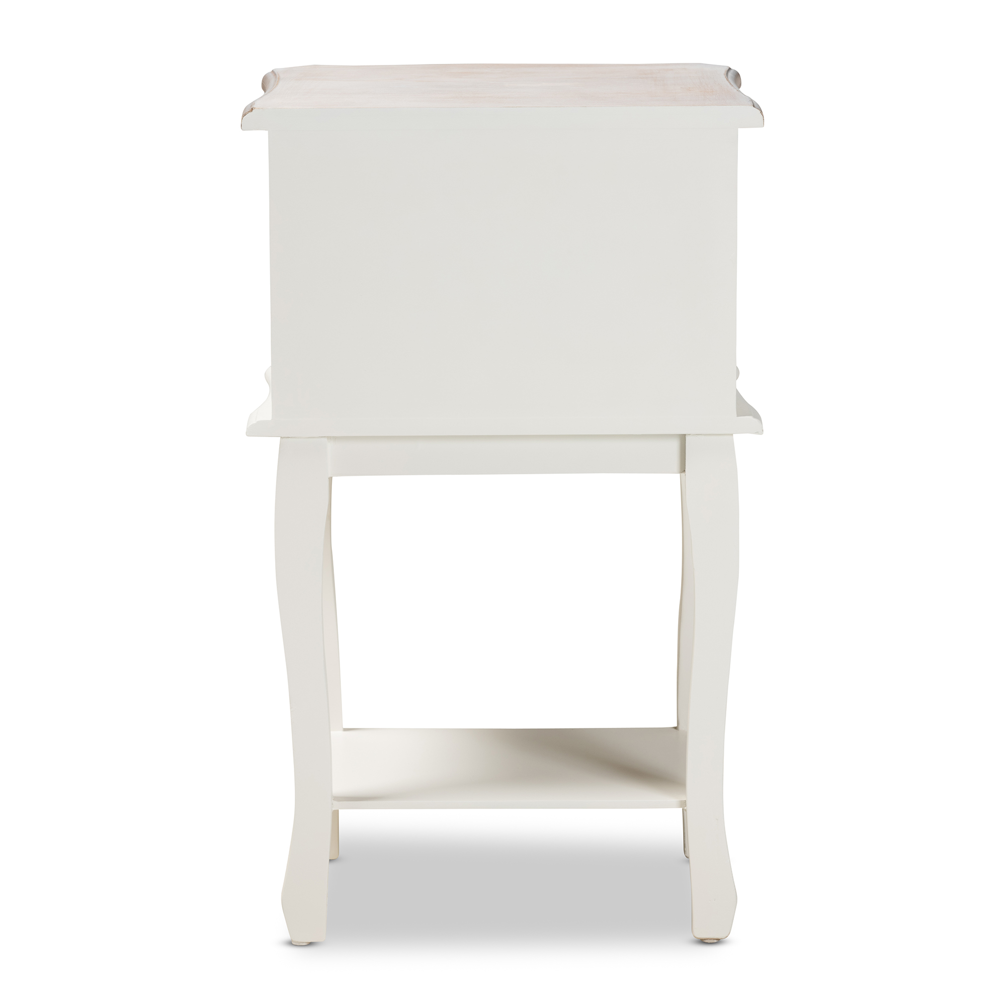 Baxton Studio Amalie Antique French Country Cottage Two-Tone White and Oak Finished 2-Drawer Wood End Table
