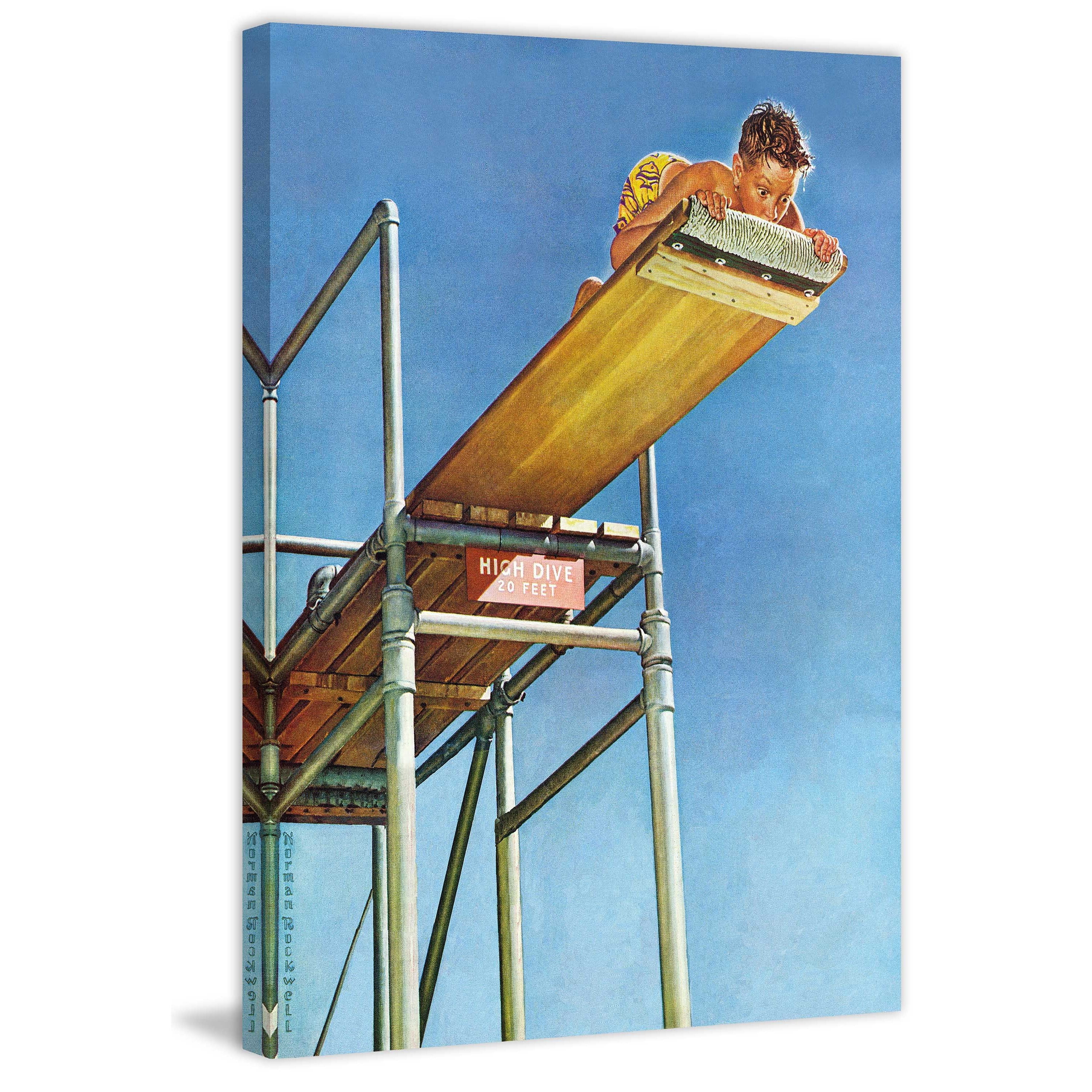 Marmont Hill "Boy on High Dive" by Norman Rockwell Painting Print on Canvas