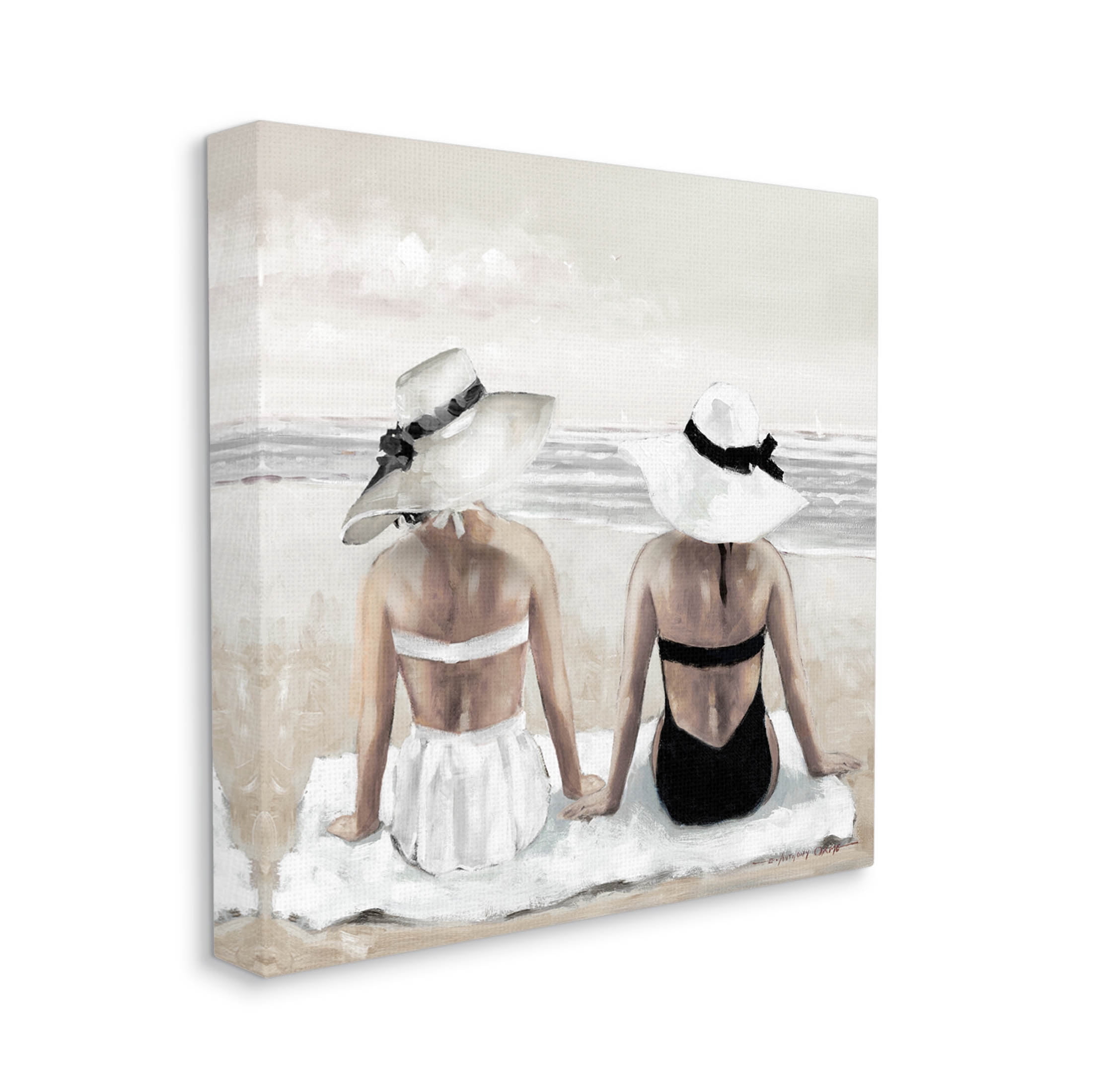 Stupell Industries Beach Friends Ocean Shore Painting Gallery Wrapped Canvas Print Wall Art, Design by E. Anthony Orme