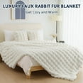 thumbnail image 5 of Cozylore Faux Fur Throw Blanket for Bed Luxury Fluffy Thick Bubble Blanket Warm Cozy Throw for Bedroom Living Room, 90" x 90", Cream, 5 of 6