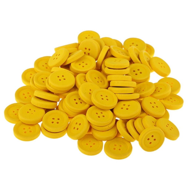 100 Piezas de Botones de de 16 Mm Botones de 4 Agujeros para Coser álbum de Recortes Amarillo