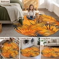 thumbnail image 6 of Gold Leaf Round Area&nbsp;Rug 6ft Orange Palm Leaves Watercolor Modernism Non-Slip&nbsp;Washable Circle Rugs Soft Felt Indoor Floor Mat for Bedroom Kitchen Living Room Bathroom, 6 of 9