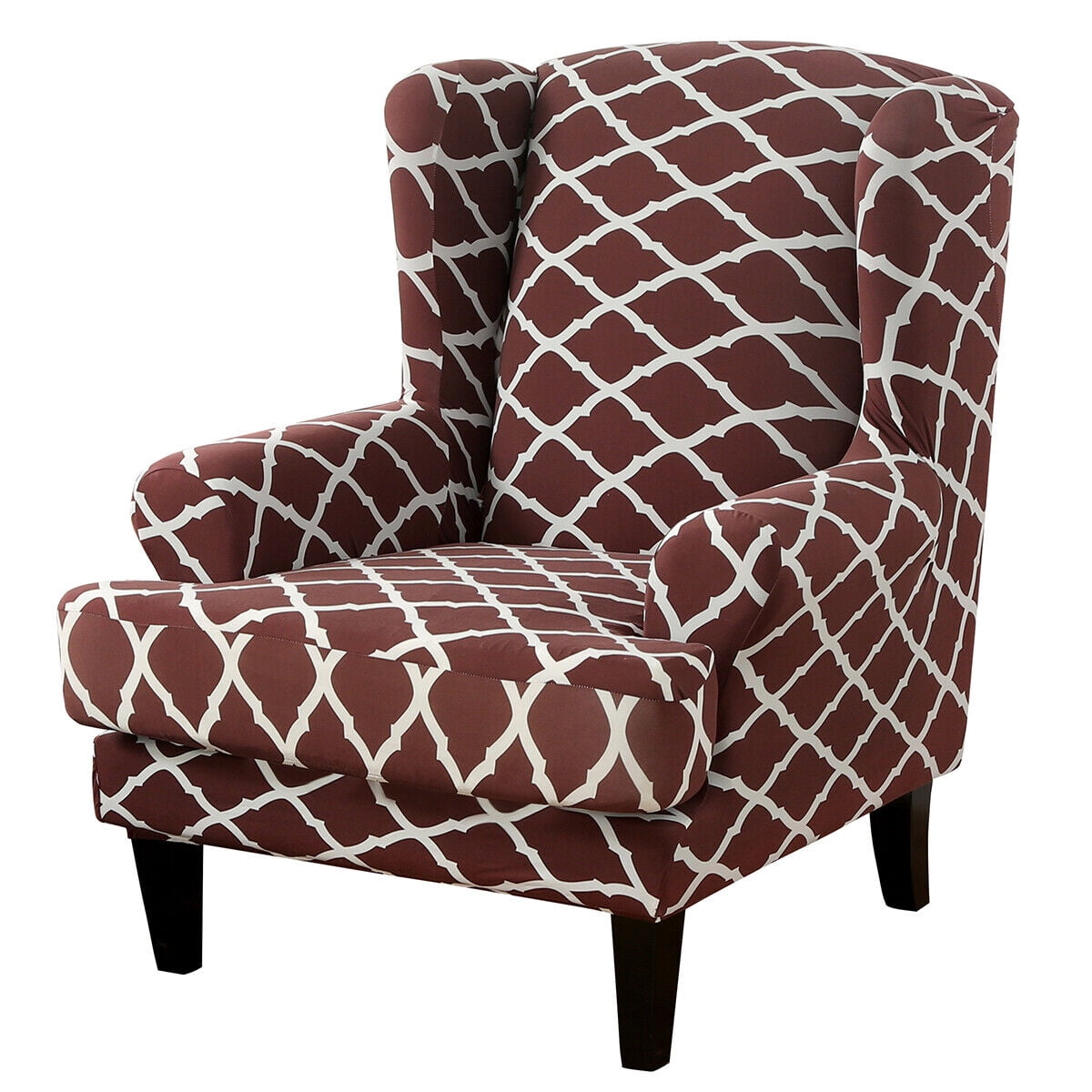 2Piece Stretch Wing Chair Cover Wingback Armchair Slipcovers Furniture