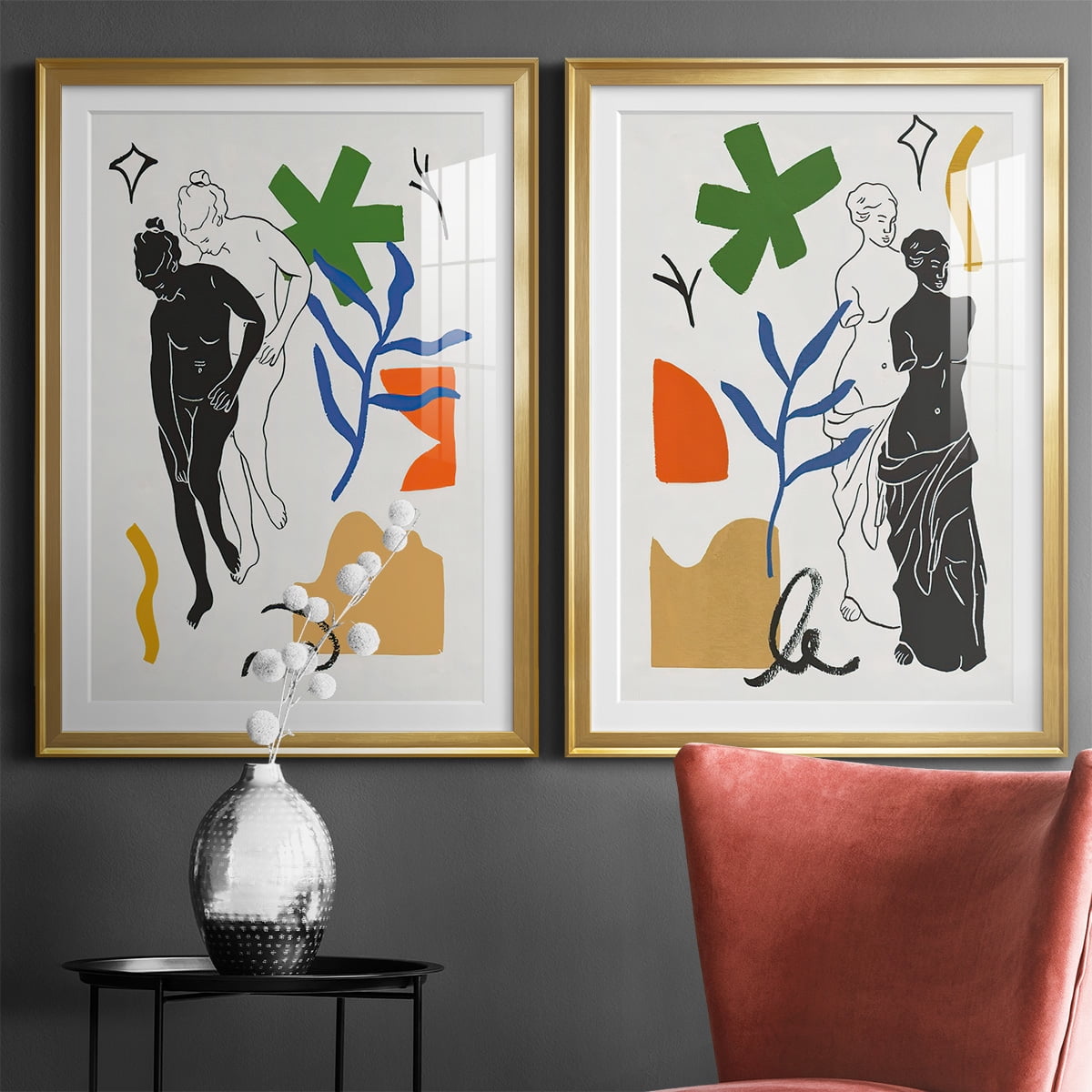 Wexford Home Starry Venus III Premium Framed Print, 22.5" x 30.5" - Ready to Hang, Gold (Set of 2)