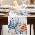 thumbnail image 3 of Table Runners 72 Inches Long Dress Scarves, Blue Coastal Farmhouse Kitchen/Dining Table Runner, Coffee Tablerunners, Summer Beach Starfish Weeping Eucalyptus Wooden 18x72 Inch, 3 of 9