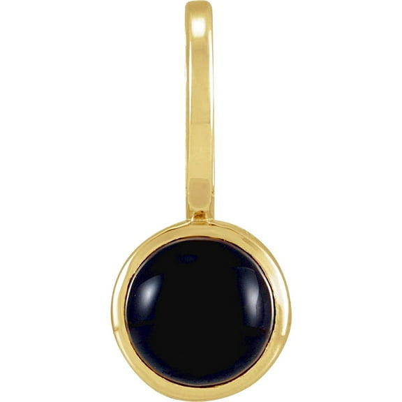 14k Yellow Gold Round Natural Black-Simulated Onyx 5mm Polished Pendant Necklace Pendant for Women