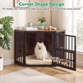 thumbnail image 2 of Gymax Corner Dog Crate Furniture Wooden Dog Kennel End Table Heavy Duty Pet Crate Brown, 2 of 10