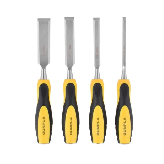 Gunpla 4 Pieces Wood Chisel Set Professional Chisels Kit for Woodworking 1/4", 1/2", 3/4" and 1"