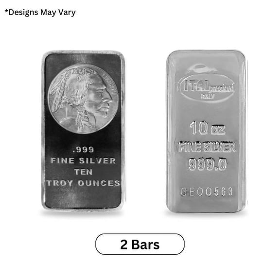 Lot of 2 - 10 oz Generic Silver Bar .999 Fine