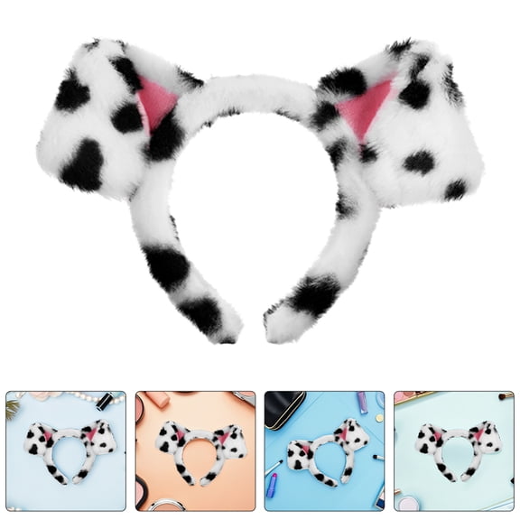 OULII 3Pcs Dalmatian Costume Ear Headband Lightweight Puppy Ear Hairband for Parties and Events