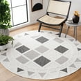 thumbnail image 2 of SAFAVIEH Lotus Brendanus Geometric Area Rug, Ivory/Dark Grey, 6'7" x 6'7" Round, 2 of 8
