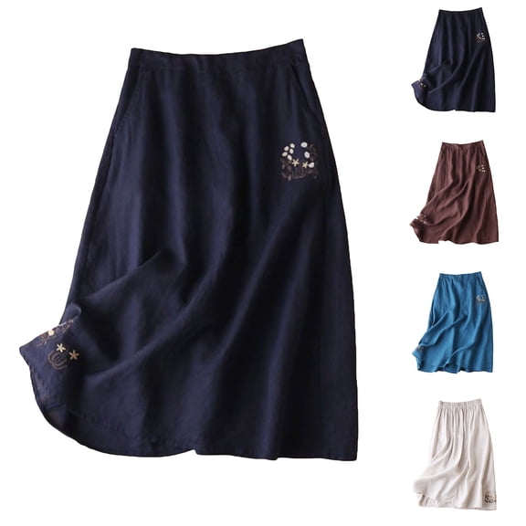 Sentmoon Womens Long Skirt High Waist Mini Skort Active Solid Color with Pockets Loose Fit Mini Skirt with Shorts for Travel and Vacation M-2XL