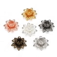 thumbnail image 1 of BEADCEST 20PCS Jewelry Making Flower Bead Caps Hollow Metal White Handicraft Enthusiasts, 1 of 8