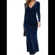 thumbnail image 1 of Vestido Elegante de Terciopelo para Mujer, con Escote en V Profundo, Cruzado A la Cadera, Liso, de Larga, para Fiesta de Noche, Cóctel o Graduación Azul Oscuro XL, 1 of 9