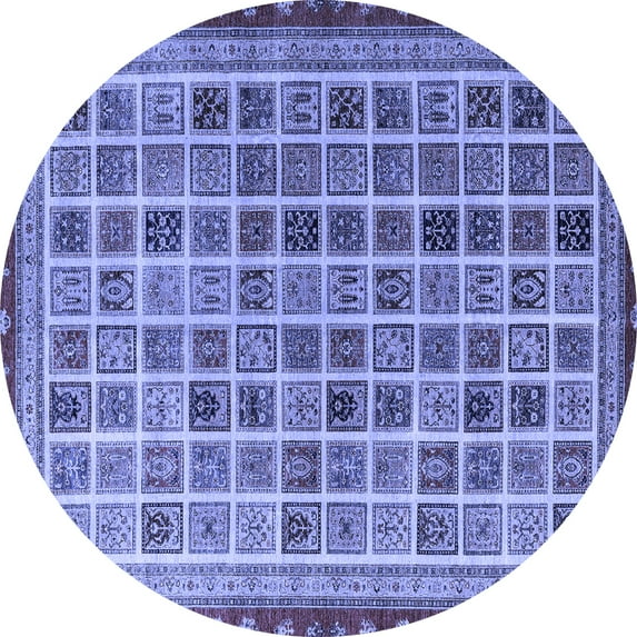 Ahgly Company Indoor Round Oriental Blue Modern Area Rugs, 5' Round