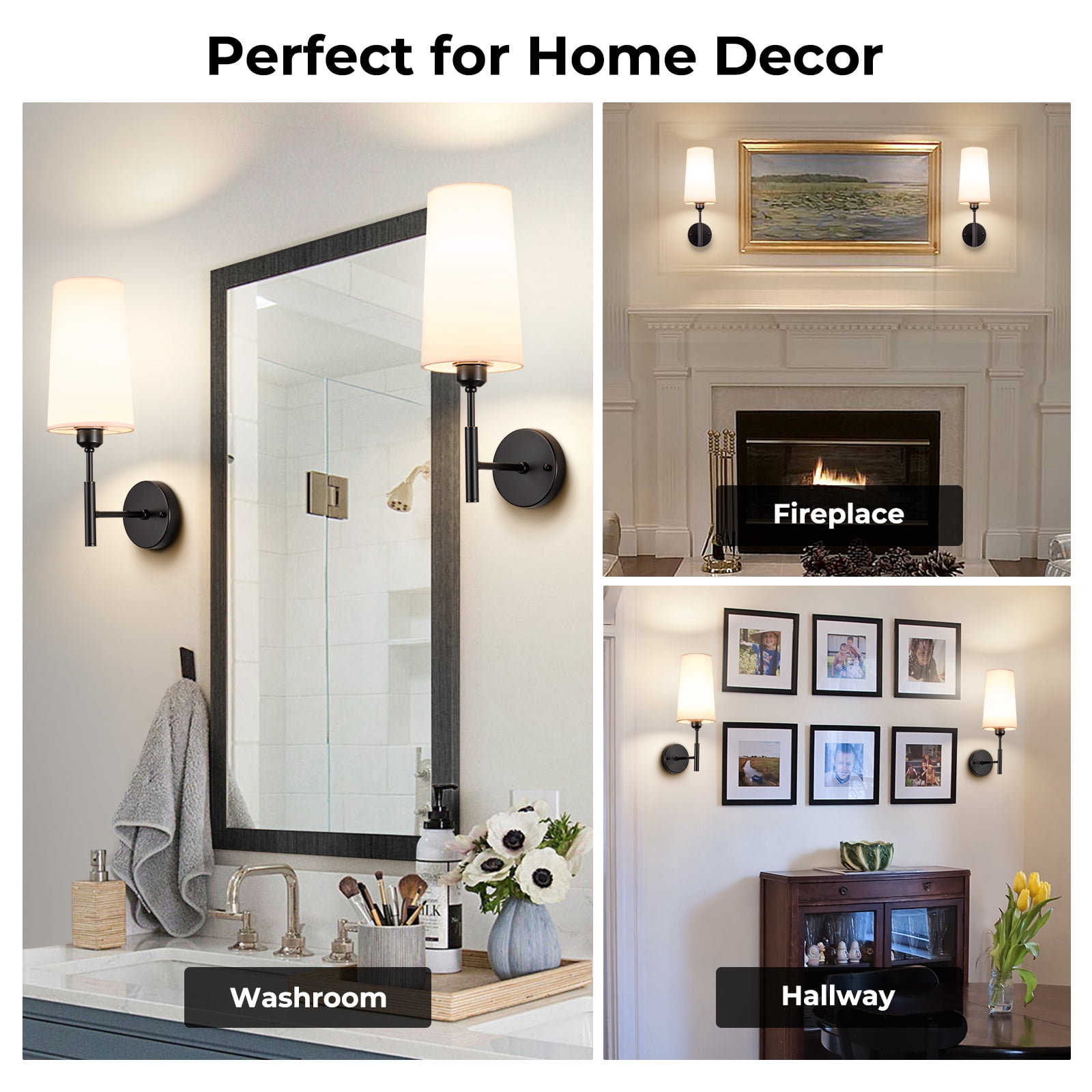 Battery Operated Wall Sconce Set of Two,13000mAh Wall Sconces, Rechargeable Wall Sconce With Remote,Dimmable Wireless Battery Powered Wall Lamp Decor For Bedroom Living Room,Black