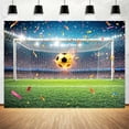 thumbnail image 5 of 10X8ft Soccer Backdrop Banner Green Football Field Theme Wall Decor Soccer Party Supplies for Boys Men Adults Birthday Party Stadium-Style Football Match Photo Background, 5 of 5