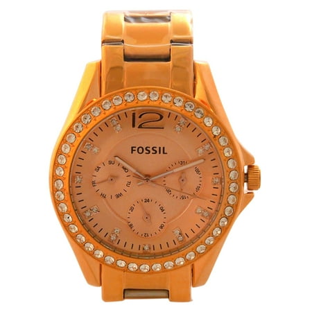 Fossil Virginia Silver Dial Rose-Tone Stainless Steel Watch