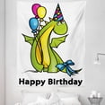 thumbnail image 1 of Birthday Tapestry, Little Dinosaur Animal Party Event with Colorful Balloons Theme, Fabric Wall Hanging Decor for Bedroom Living Room Dorm, 5 Sizes, Fern Green Yellow, by Ambesonne, 1 of 1