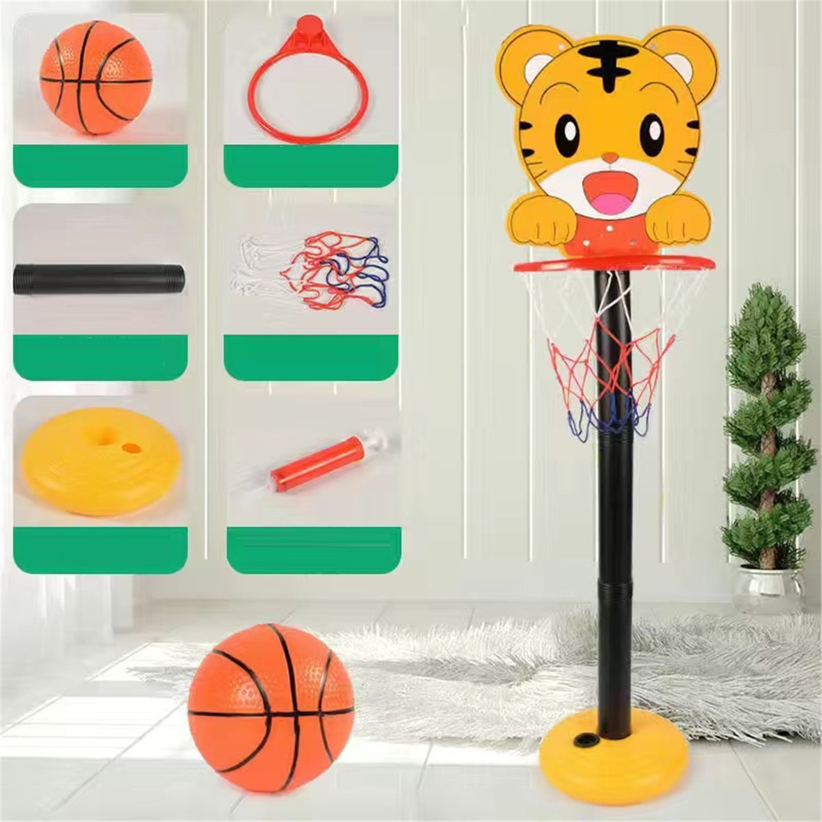 Adjustable Height Standing Basketball Hoop for Indoor and Outdoor Play - Kids Basketball Stand with Hanging Backboard & Sports Shooting Frame Toy for 𝗕𝗼𝘆𝘀 𝗮𝗻𝗱 𝗚𝗶𝗿𝗹𝘀