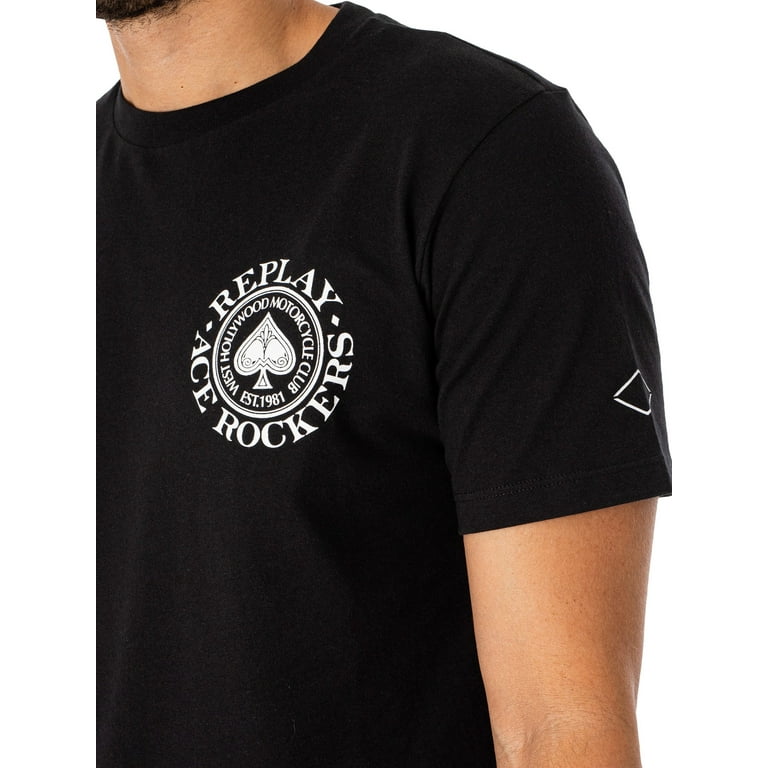 Club Motorcycle Replay Hollywood T-Shirt, Black