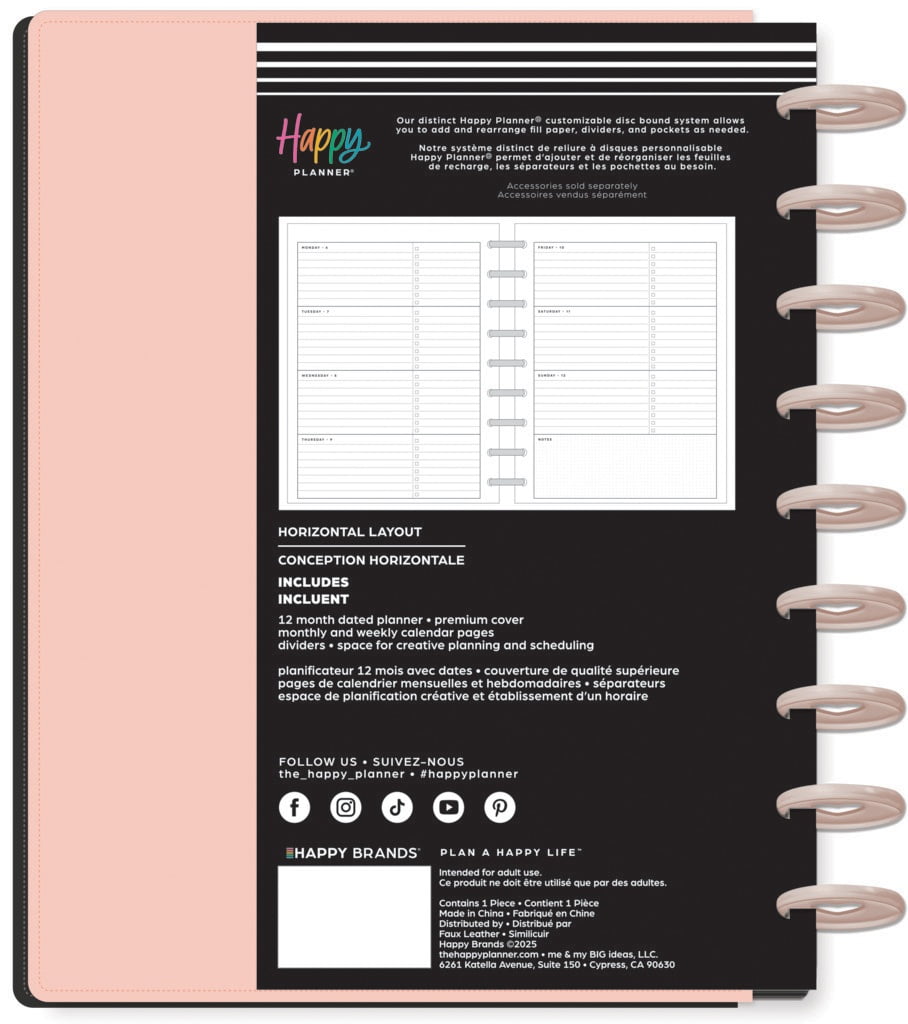Happy Planner Vegan Leather Disc Bound Dated Planner-Pop Splash Patchwork; Jan '26 - Dec '26