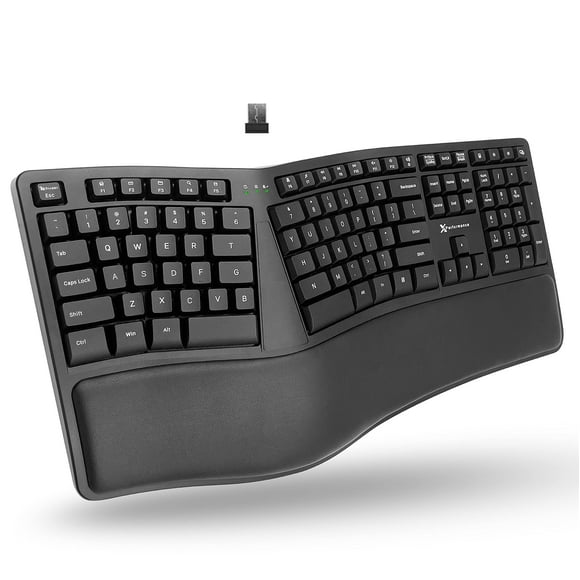 X9 Wireless Ergonomic Keyboard - Split Keyboard with Wrist Rest - Type Comfortably Longer - 110 Key Curved Ergo for Laptop, Desktop Computer PC, Surface, Chromebook, Notebook