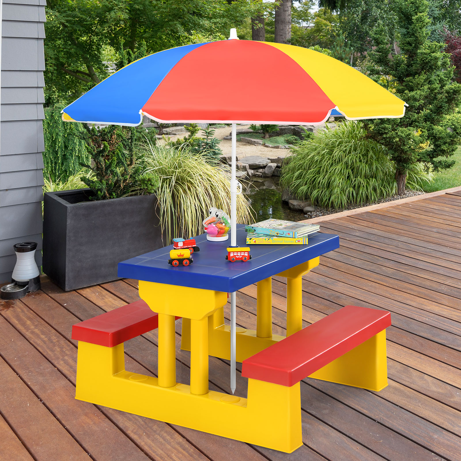 Infans Kids Picnic Table Set W/Removable Umbrella Indoor Outdoor Garden Patio - image 2 of 7