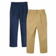 thumbnail image 3 of HILEELANG 2PC Big Boys Girls School Uniform Pants Khaki Navy Blue Kids Wrinkle-Free Dress Slacks Elastic Back Waist Classic Fit Pull-On Trousers for Students 9-10Years, 3 of 5