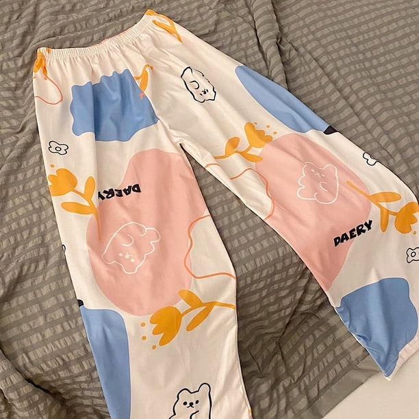 Pantalones para caminar, pantalones de pijama de dibujos animados, ropa exterior de verano y otoño para mujer, pantalones con aire acondicionado para el hogar, pantalones casuales sueltos para niños