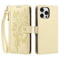 thumbnail image 2 of Case For iPhone 14 Pro Max Butterfly Flower Multi-card Holder Zipper Wallet With Lanyard Magnetic Clasp Flip Stand Leather Phone Case,Yellow,For iPhone 14 Pro Max, 2 of 9