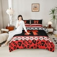 thumbnail image 4 of jejeloiu Kawaii Bowtie Ribbon Bedding Comforter Set,Chic Leopard Print Twin Comforter Sets,Red Black Bedding Set For Men Women,Breathable Home Decor Reversible,2pcs, 4 of 8