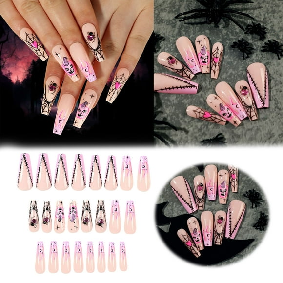 Riforla Halloween Wear Nails Flame French Nails Heart Pumpkin Nail Patch 1ml Fake Nails
