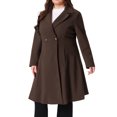 thumbnail image 4 of Agnes Orinda Women's Plus Size Coats Notch Lapel Double Breasted Elegant Trench Winter A Line Pea Coats 1X Dark Brown, 4 of 6