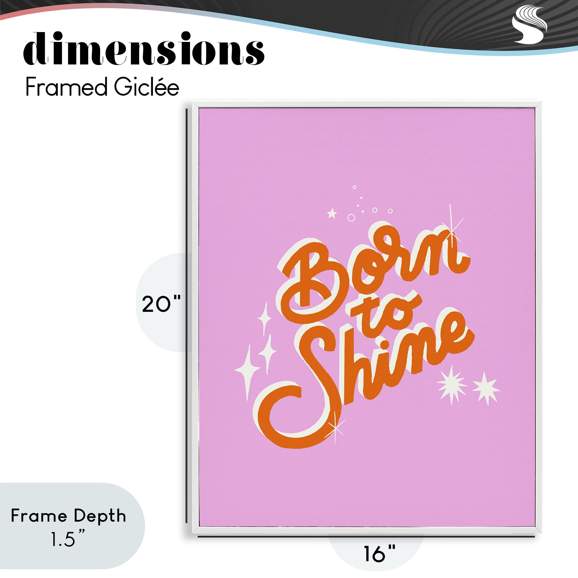 Stupell Industries Born To Shine on Pink White Framed Giclee Art, design by Indira Prieto | IndySign