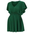 thumbnail image 2 of Maternity Shirts Women's V Neck Floral Maternity Tops Smocked Ruffle Hem Tunic Blouse for Women, 2 of 4
