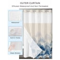 thumbnail image 2 of No Hook Cloth Fabric Shower Curtain with Snap in Liner, Navy Blue Forest Waterproof Shower Curtains Set with See Through Top Window, Rustic Botanical Tree Scenery Beige Bath Curtains Shower 72"x84", 2 of 6